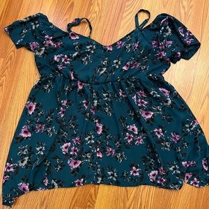 Floral Cold Shoulder Babydoll Top
